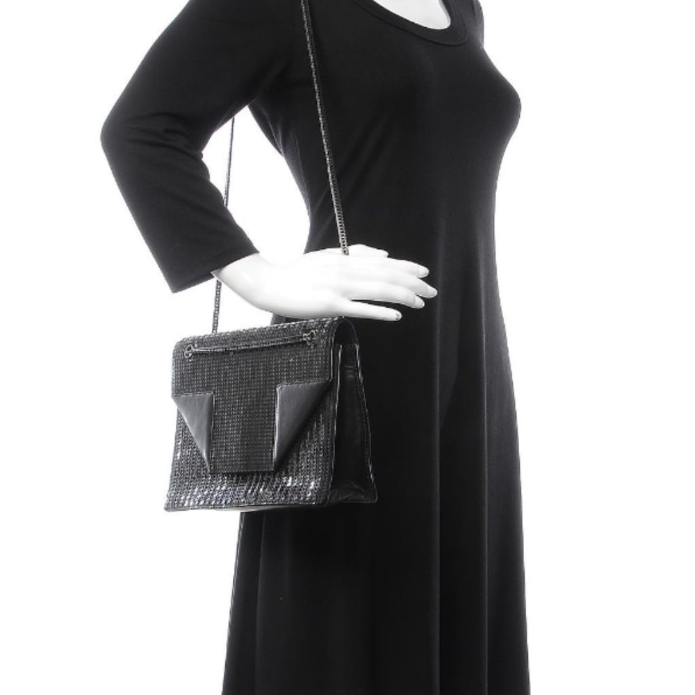 (Pre-owned) SAINT LAURENT Sequin Medium Betty Black Bag